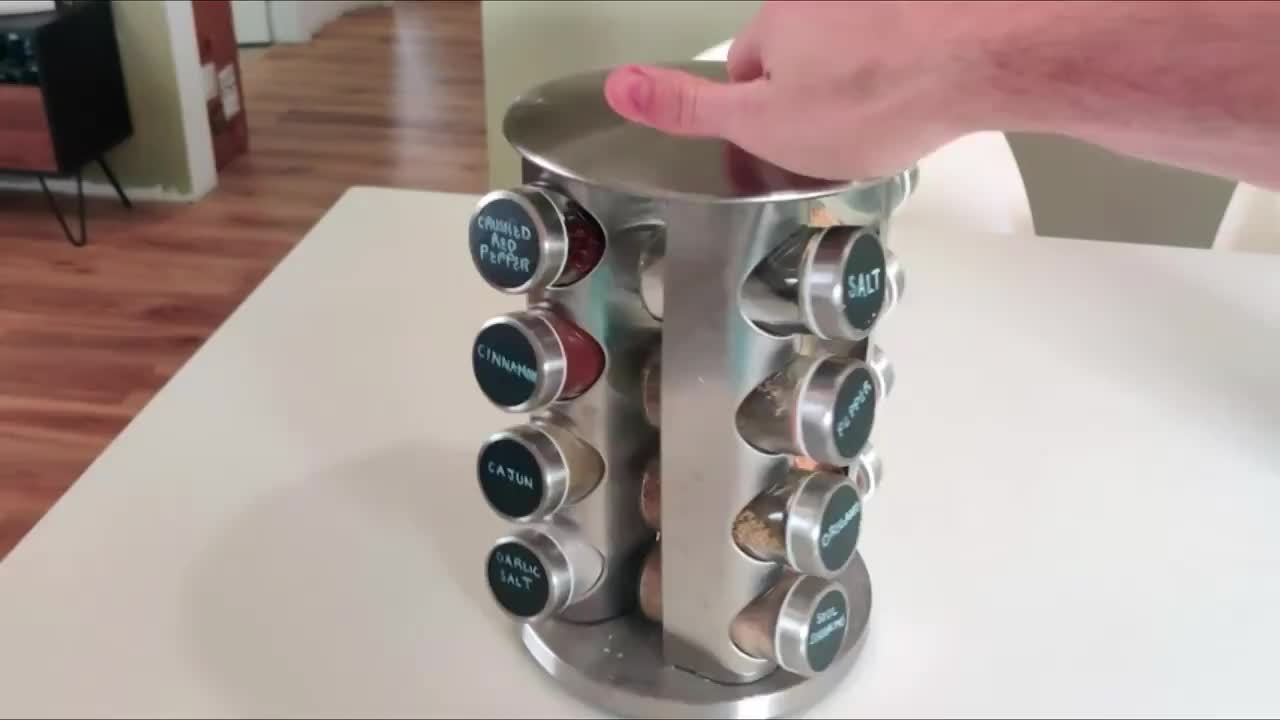Stainless Steel 16-Can Rotating Seasoning Rack – Space-Saving Tower