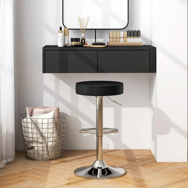 Black adjustable swivel bar stool with round seat and modern design from Costway, ideal for home or bar seating.