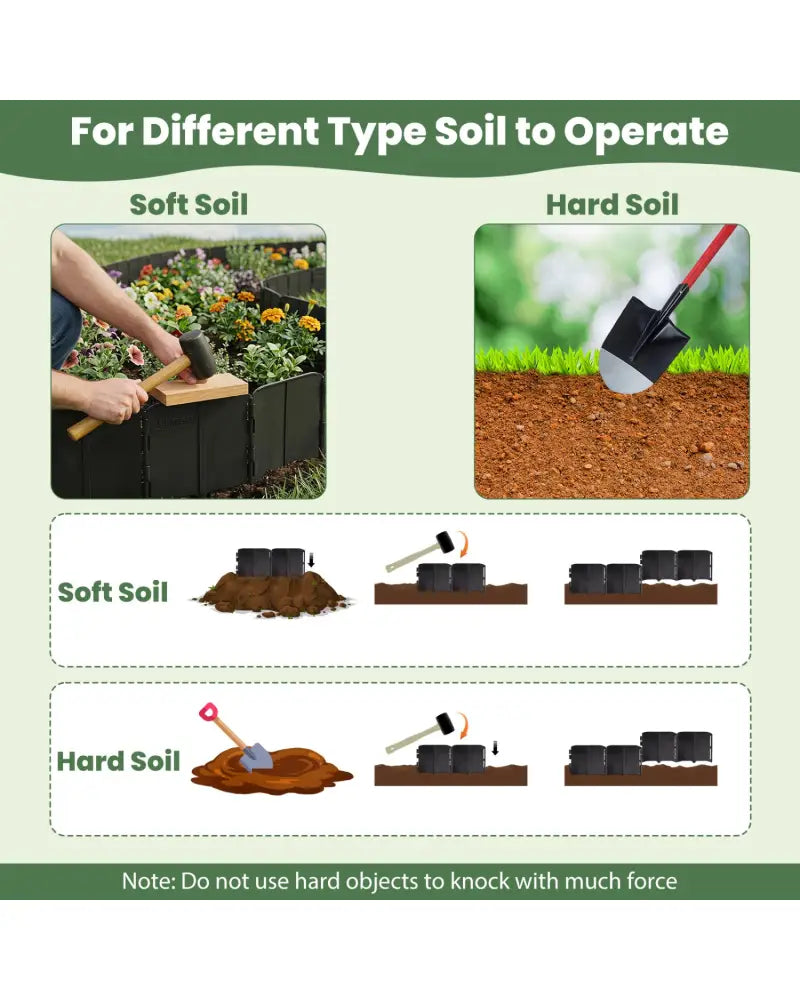10.5 FT 70 PCS Garden Edging Borders No Dig Interlocking Design for Flower Beds-Black - Black - Raised Garden Beds