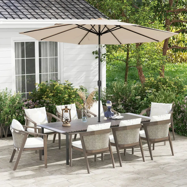 10 Feet Outdoor Patio Umbrella with Tilt Adjustment and Crank-Beige - Beige - Outdoor Umbrellas