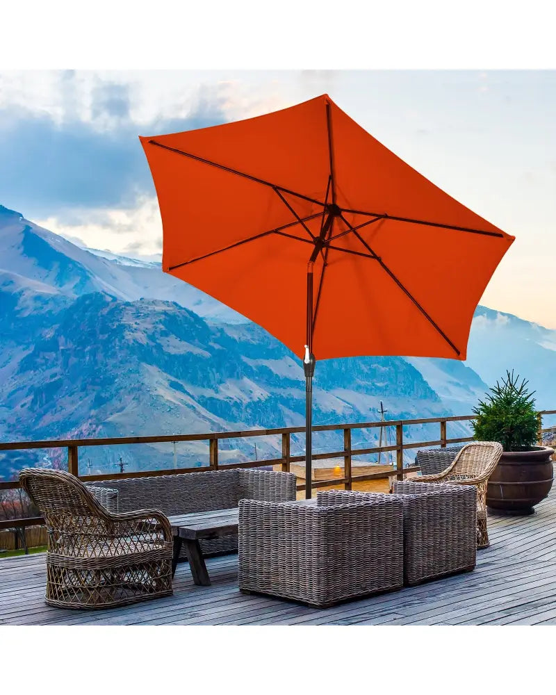 10 Feet Outdoor Patio Umbrella with Tilt Adjustment and Crank-Orange - Orange - Outdoor Umbrellas