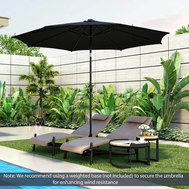 10 Feet Patio Umbrella with 112 Solar Lights and Crank Handle-Navy - Navy - Outdoor Umbrellas