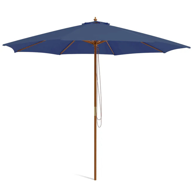 10 Feet Patio Umbrella with 8 Wooden Ribs and 3 Adjustable Heights-Navy - Navy - Outdoor Umbrellas