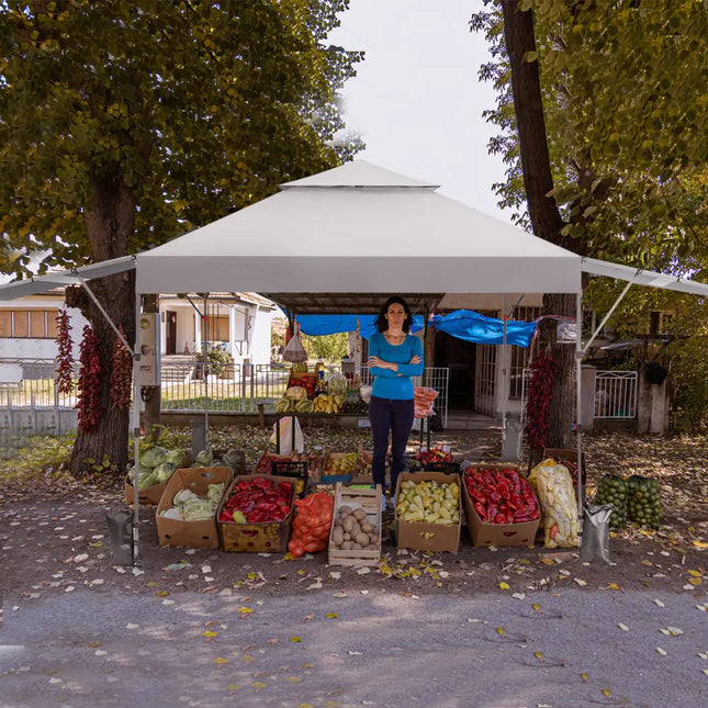 10 x 17.6 Feet Outdoor Instant Pop-up Canopy Tent with Dual Half Awnings-White - White - Canopies