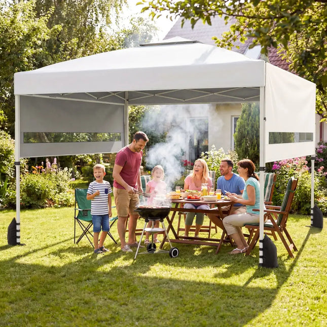 10 x 17 Feet Pop Up Canopy Tent with Dual Adjustable Awnings-White - White - Canopies