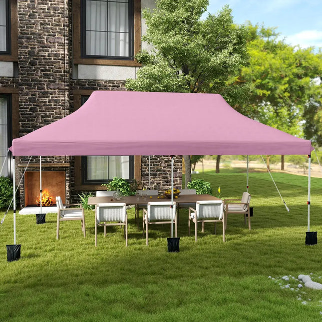 10 X 20 FT Pop up Canopy Tent Foldable Portable Outdoor Gazebo with Carry Bag-Pink - Pink - Canopies