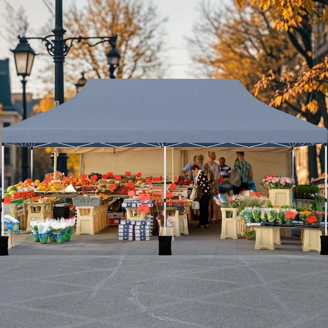10 X 20 FT Pop up Canopy Tent Foldable Portable Outdoor Gazebo with Carry Bag-Gray - Gray - Canopies