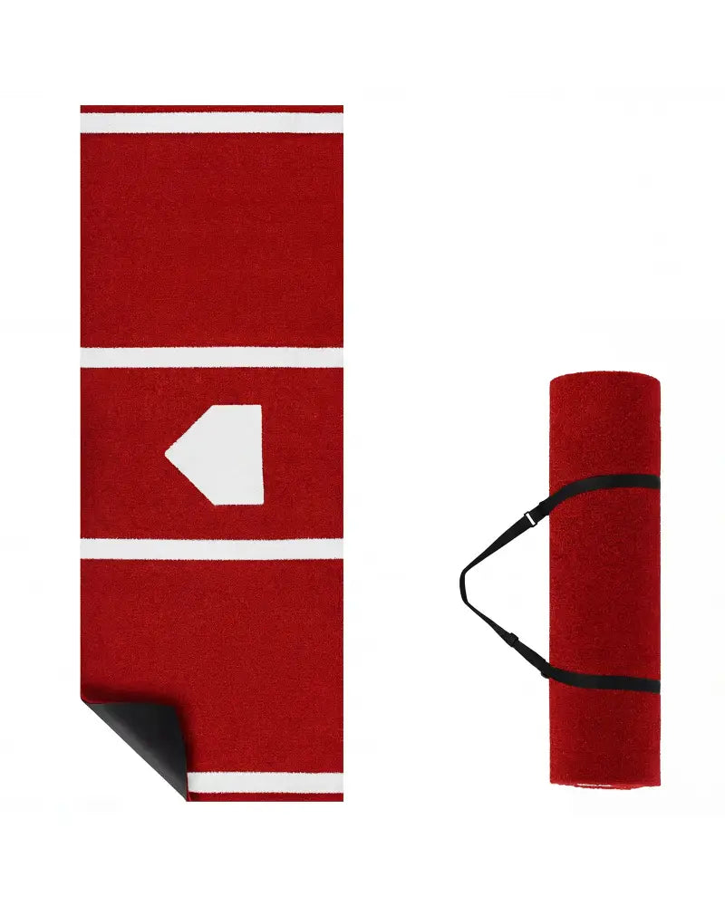 10 x 3.8 ft Baseball and Softball Hitting Mat with Home Plate-Red - Red - Golf