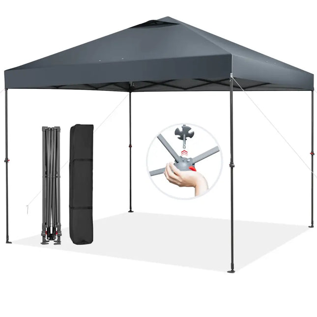 10 x 10 Feet Foldable Outdoor Instant Pop-up Canopy with Carry Bag-Gray - Gray - Canopies
