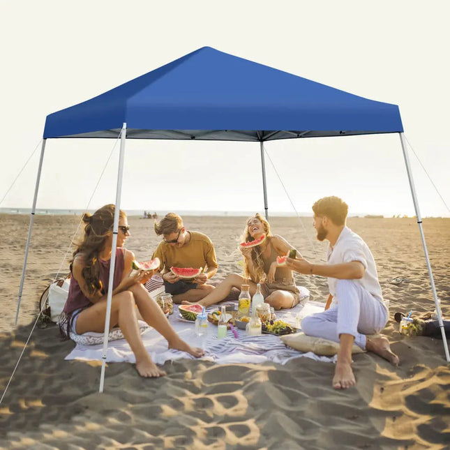 10 x 10 Feet Outdoor Instant Pop-up Canopy with Carrying Bag-Blue - Blue - Canopies