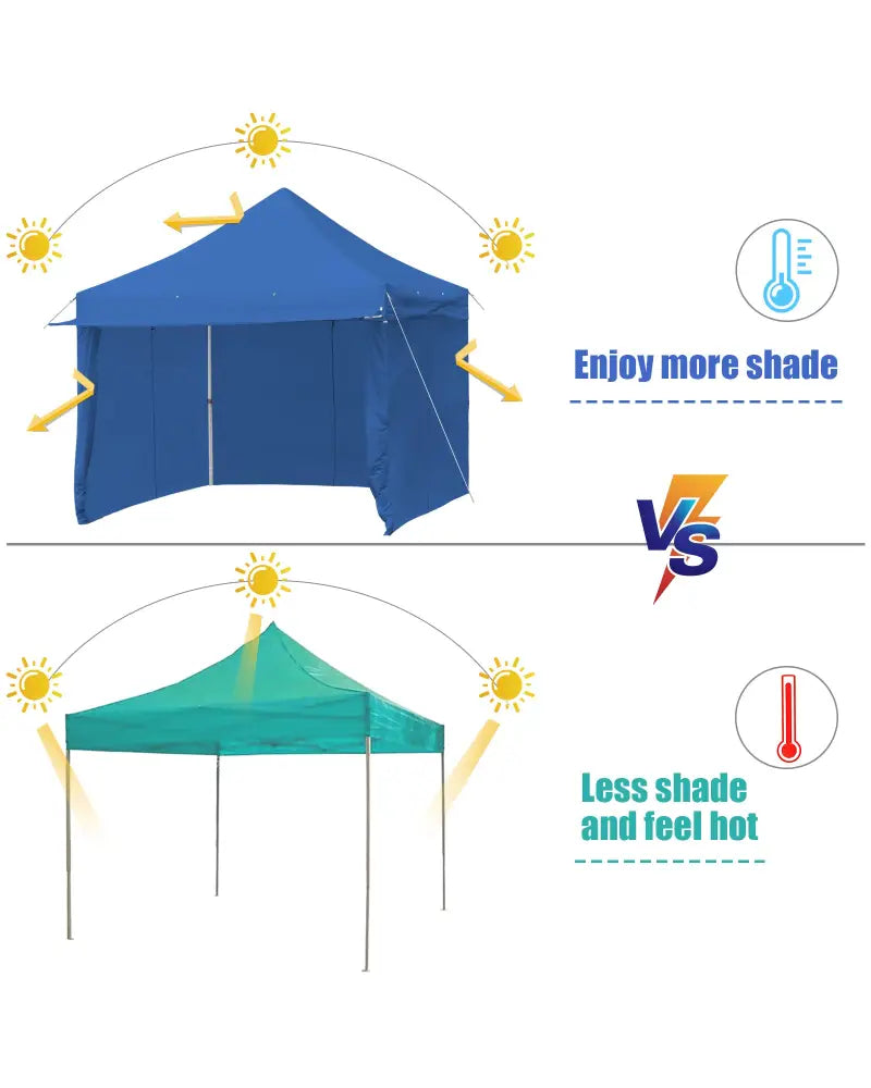 10 x 10 Feet Pop-up Gazebo with 5 Removable Zippered Sidewalls and Extended Awning-Blue - Blue - Canopies