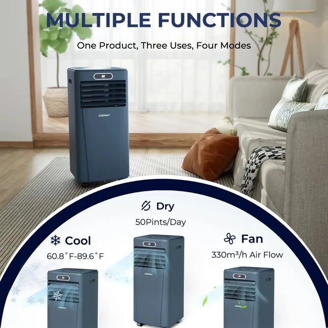 10000 BTU Portable Air Conditioner with Remote Control-Dark Blue Costway