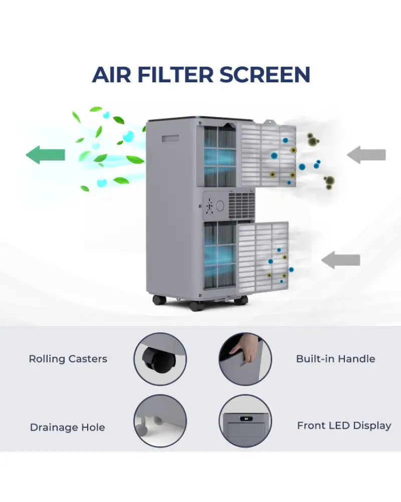 10000 BTU Portable Air Conditioner with Remote Control-Gray - Gray - Portable Air Conditioners