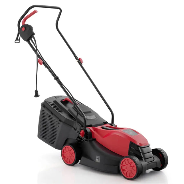 12-AMP 13.5 Inch Adjustable Electric Corded Lawn Mower with Collection Box-Red - Red - Lawn Care Tools