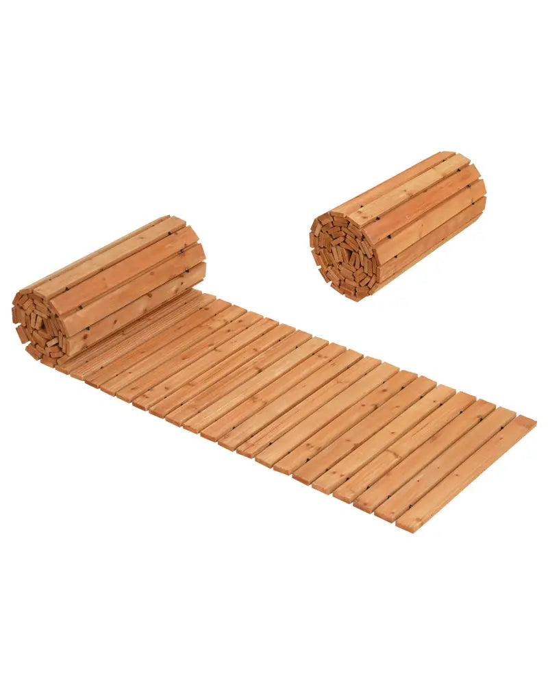 12 FT Wooden Garden Pathway 22 Inches Wide Outdoor Roll out Straight Walkway-Set of 2 - Natural - Garden Pathways