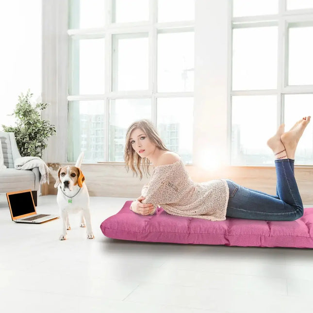 14-Position Adjustable Folding Lazy Gaming Sofa-Pink Costway