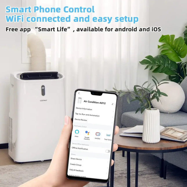 14000 BTU(Ashrae) Portable Air Conditioner with APP and WiFi Control-White Costway