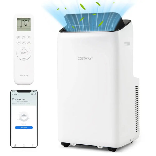 14000 BTU Inverter Portable Air Conditioner 3 in 1 Wifi Enabled AC Unit-White Costway