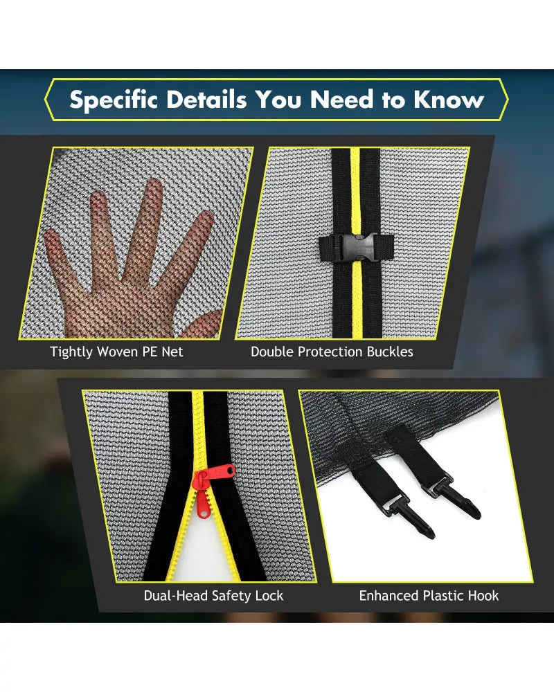 15/16 Feet Trampoline Replacement Safety Net-15 ft - Black - Trampoline Accessories