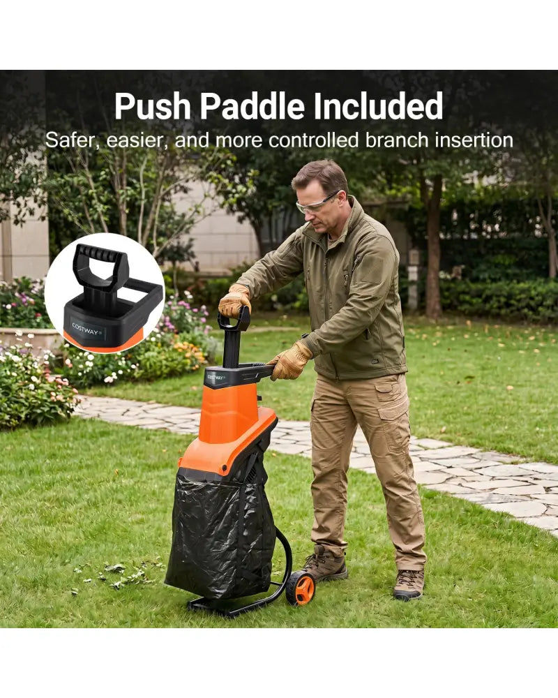 15-Amp Electric Wood Chipper Shredder Mulcher with 1.8 Inch Max Cutting Diameter-Orange - Orange - Lawn Care Tools