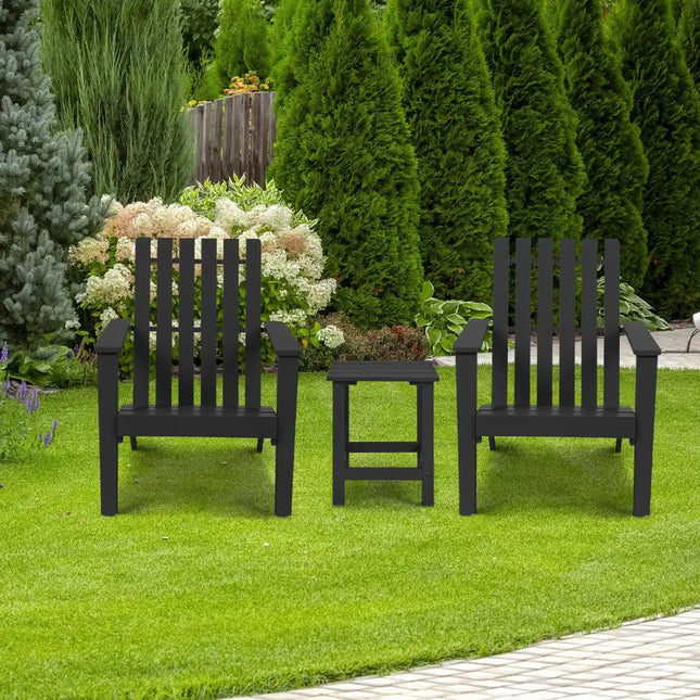 15 Inch Patio Square Wooden Slat End Side Coffee Table for Garden-Black - Black - Patio Coffee Tables