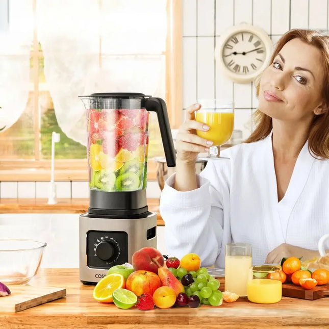 1500W 5-Speed Countertop Smoothie Blender with 5 Presets and 68oz Tritan Jar-Silver Costway