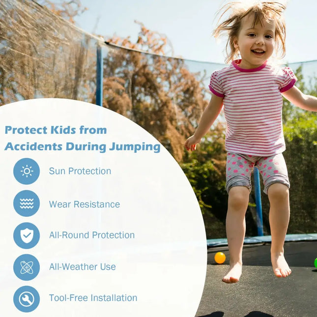 16Ft Replacement Weather-Resistant Trampoline Safety Enclosure Net - Black - Trampoline Accessories