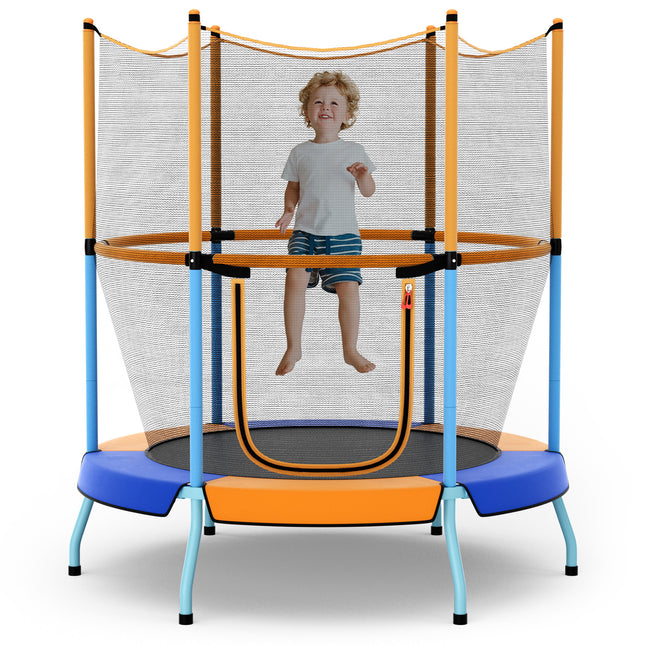 48 Inch Toddler Trampoline with Safety Enclosure Net-Orange