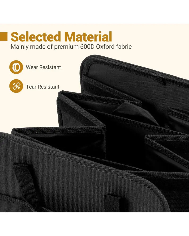 18 Gal Car Trunk Organizer with Lid 3-Compartment Portable Storage Box-Black - Black - Garages