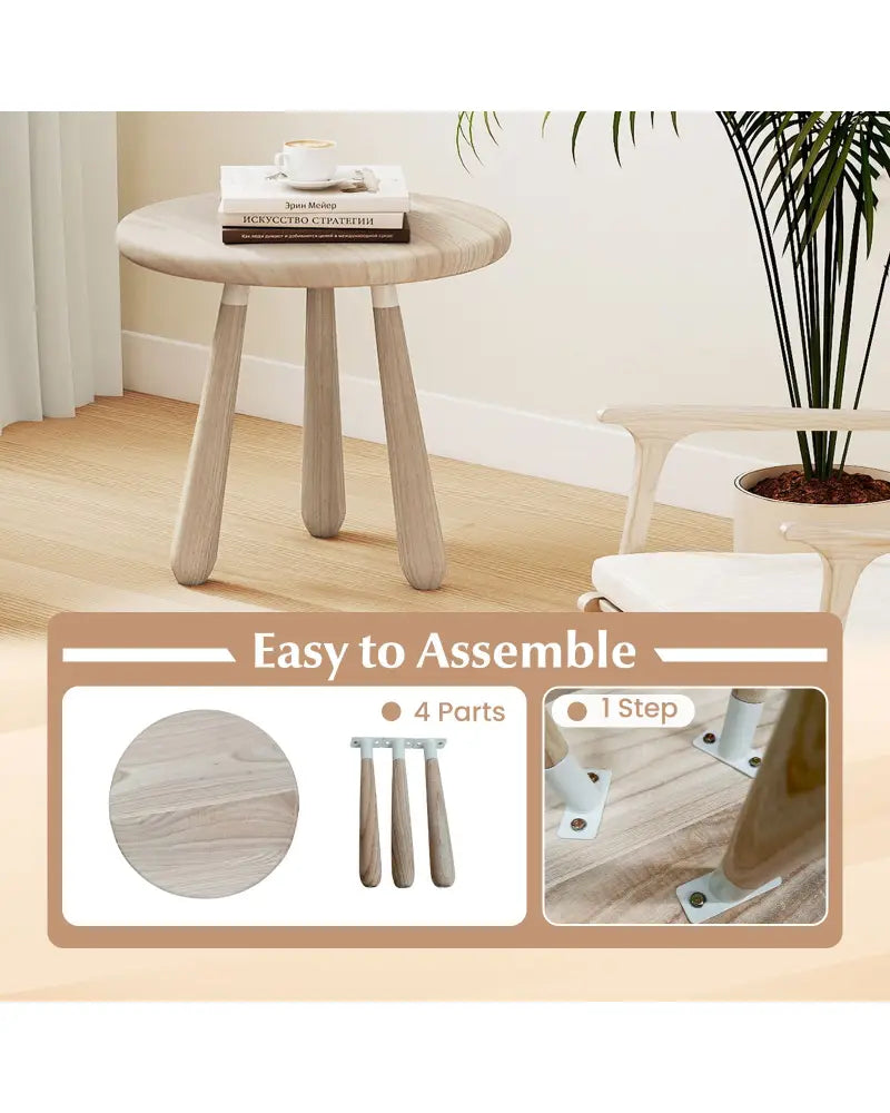 18 Inch Outdoor Mahogany Wood Side Table with Thickened Board - Natural - End & Side Tables