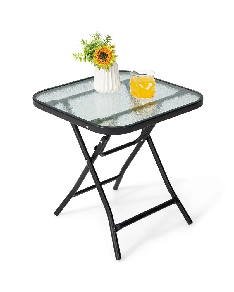 18 Inch Square Patio Bistro Table with Rustproof Frame - Black - Patio Coffee Tables
