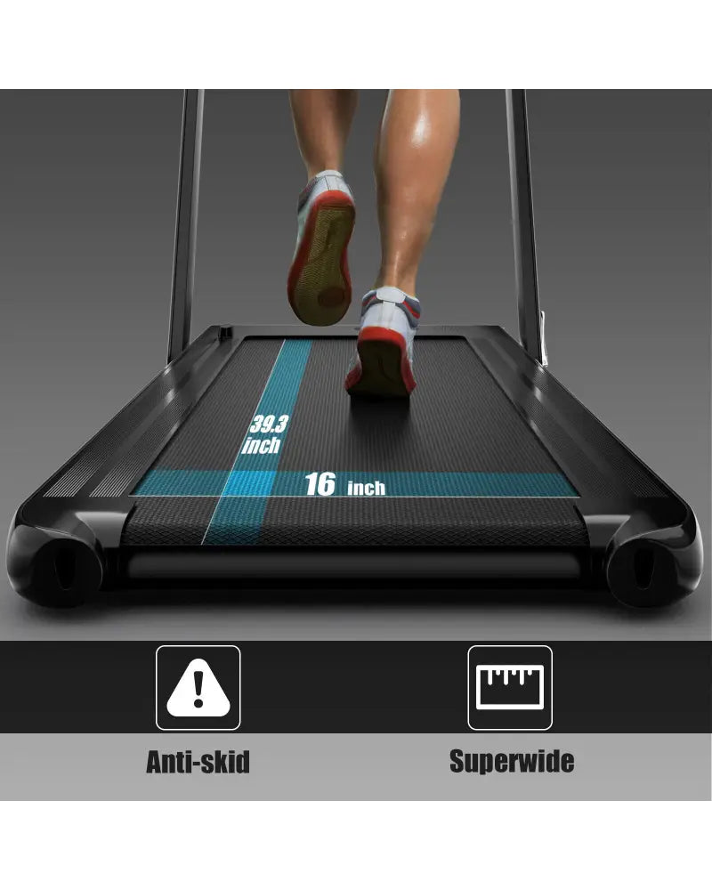 2.25HP 2 in 1 Folding Treadmill with APP Speaker Remote Control-Black - Black - Treadmills