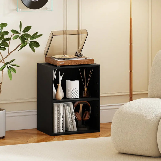 2-Cube Bookcase Set of 2 Floor Standing Open Bookshelf w/ 5-Position Adjustable Shelf-Black Costway