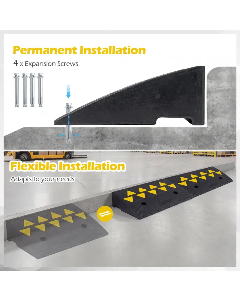 2 Pcs Driveway Threshold Ramps with 5/6 Inch Rise for Medium Trucks-S - Black - Garages