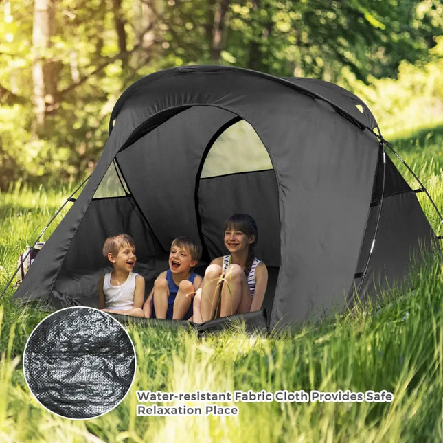 2-Person Outdoor Camping Tent with External Cover-Gray - Gray - Tents