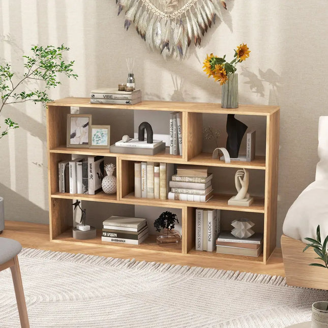 2-Piece Separable Bookshelf Floor Standing Corner Display Storage - Natural - Bookcases