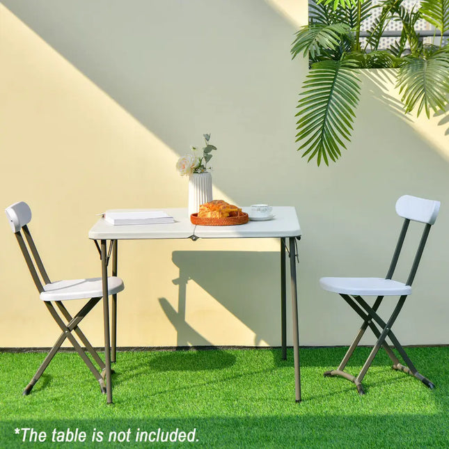 2 Pieces Outdoor Folding Chair Set with Sturdy Frame and Ergonomic Backrest-White - White - Patio Dining Chairs
