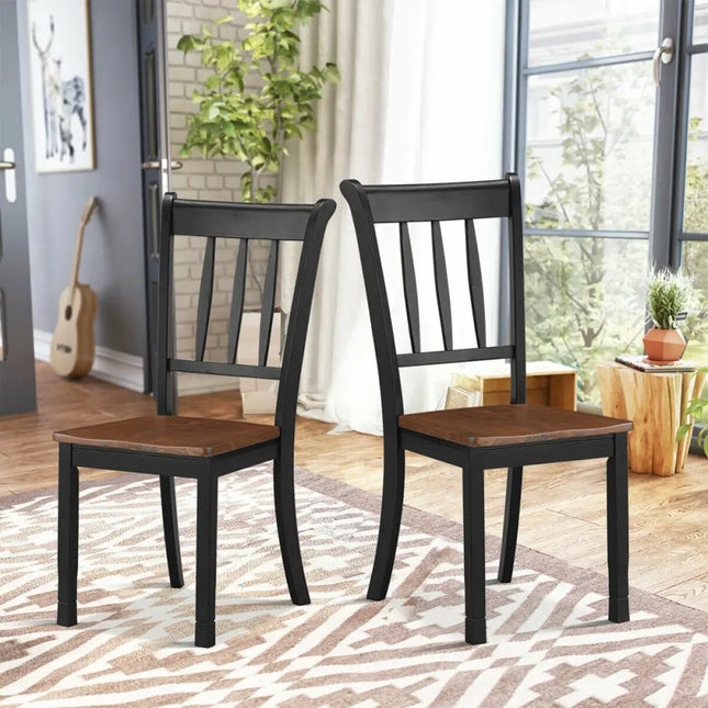2 Pieces Solid Whitesburg Spindle Back Wood Dining Chairs-Black Costway