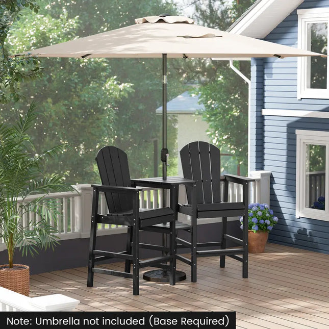 2-Seat Adirondack Chair All-Weather Adirondack Chair with Double Connecting Tray-Black - Black - Adirondack Chairs