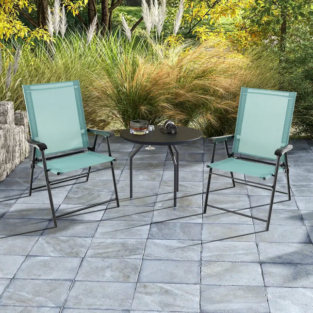 2 Set of Patio Dining Chair with Armrests and Metal Frame-Light Green - Light Green - Patio Dining Chairs