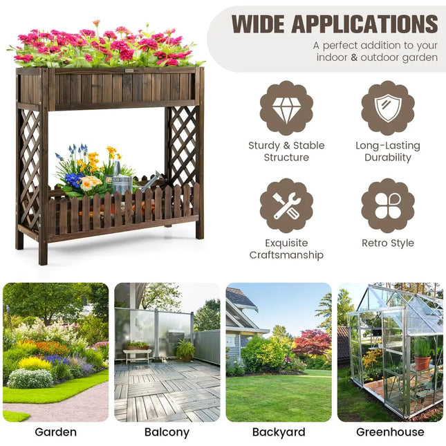 2-Tier Wood Raised Garden Bed for Vegetable and Fruit - Natural - Raised Garden Beds