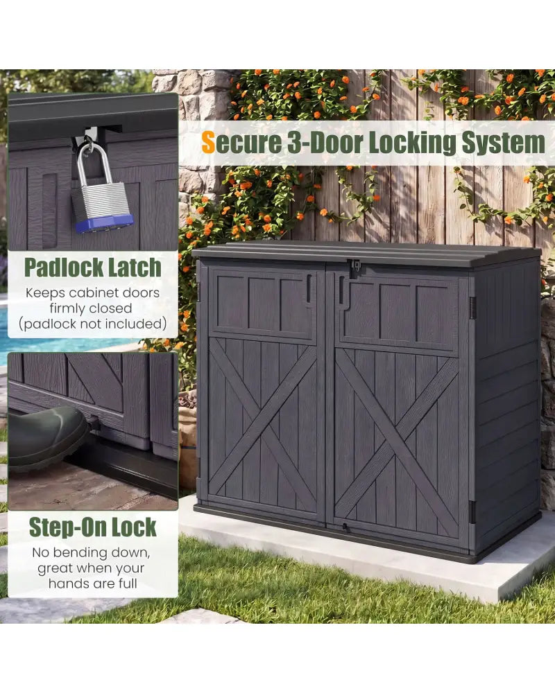 20 Cu.Ft Horizontal Resin Storage Shed with Adjustable Shelf-Brown - Brown - Sheds & Outdoor Storage