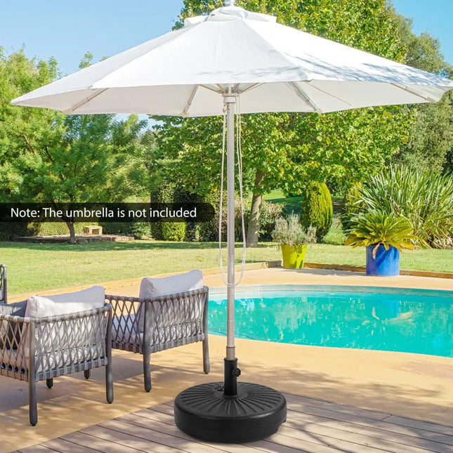 20 Inch Fillable Heavy-Duty Round Umbrella Base Stand - Black - Outdoor Umbrella Bases