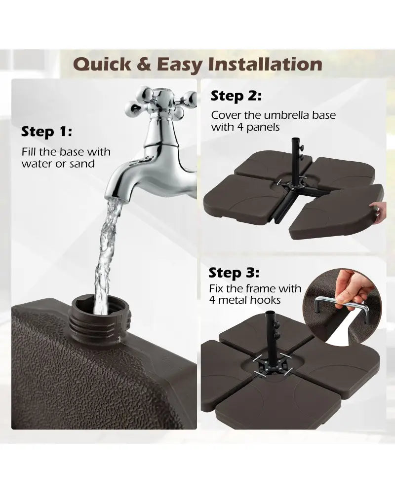 20 Inch Patio Offset Water Filled Plate Umbrella Base Sand-Coffee - Coffee - Outdoor Umbrella Bases