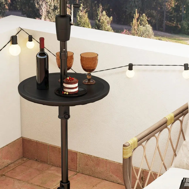 20 Inches Outdoor Adjustable Umbrella Table with 1.5 Inches Umbrella Hole - Black - Outdoor Umbrella Bases