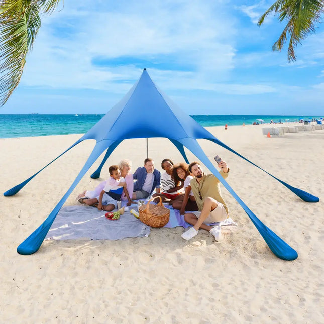 20 x 20 Feet Beach Canopy Tent with UPF50+ Sun Protection and Shovel-Blue - Blue - Canopies