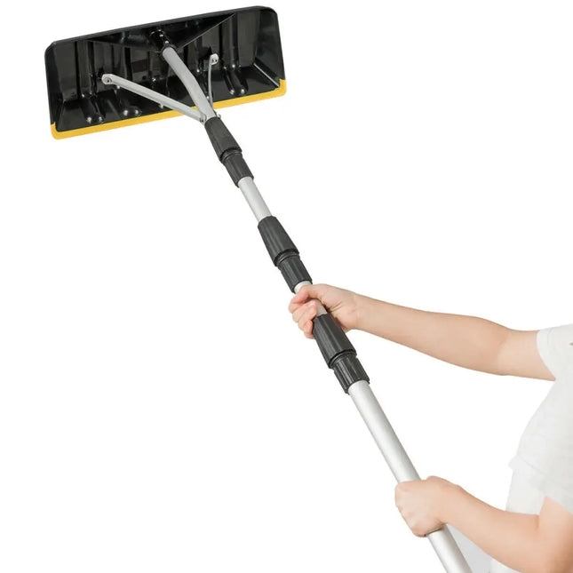 21 FT Telescoping Snow Roof Rake Aluminum Tube Non-Slip Handle - Black - Snow Removal