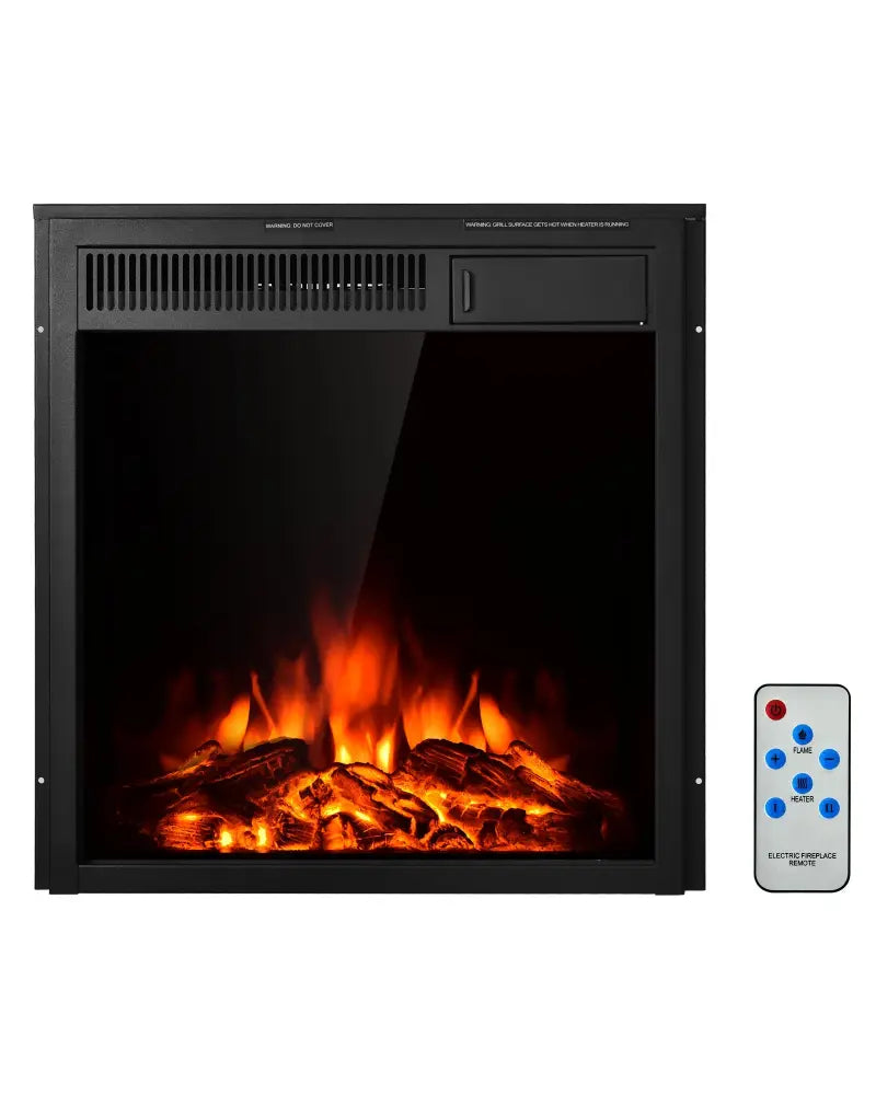 22.5 Inch Electric Fireplace Insert Freestanding and Recessed Heater - Black - Fireplaces