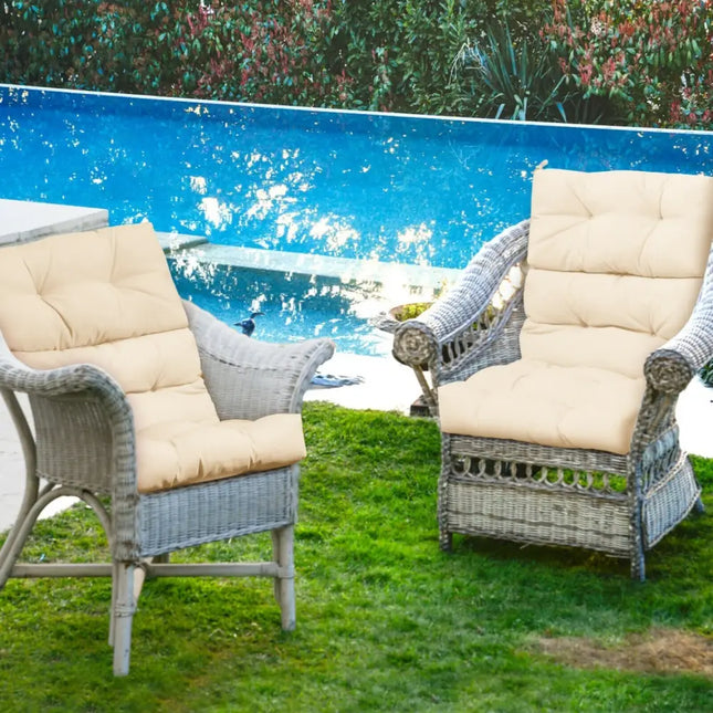 22 x 44 Inch Tufted Outdoor Patio Chair Seating Pad-Beige - Beige - Outdoor Furniture Accessories