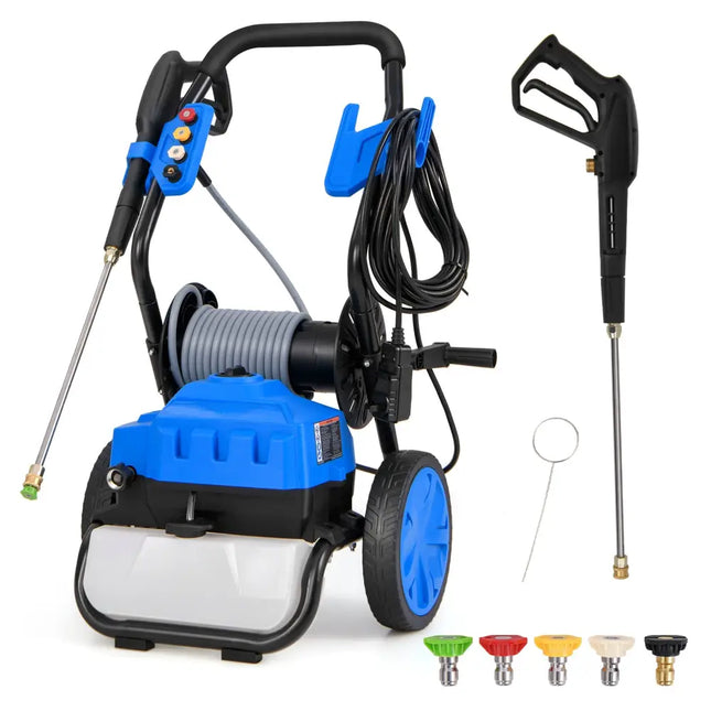 2300 PSI 1.8 GPM Electric Pressure Washer with Wheels and 5 Quick Connect Nozzles-Blue - Blue - Pressure Washers